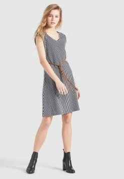 Khujo Leifa - Vestido Informal - Dunkelblau-Weiß Gestreift -Khujo Ventas 8d57322fc91245dca265a36fc523bc65