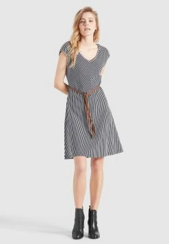 Khujo Leifa - Vestido Informal - Dunkelblau-Weiß Gestreift -Khujo Ventas 9764519df4154983ba63e28a82b195b0