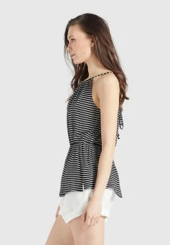 Khujo Valda - Top - Schwarz-Weiß Gestreift -Khujo Ventas d5762cbee6454e59aea0a6a9552aac38