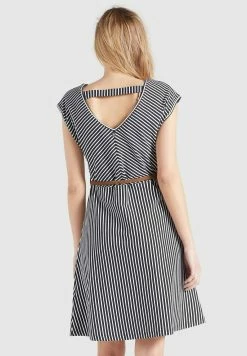 Khujo Leifa - Vestido Informal - Dunkelblau-Weiß Gestreift -Khujo Ventas ee6166a468f24730a625576628f60b13